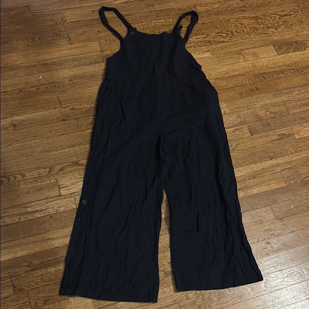 Commense Black Wide-Leg Jumpsuit with Adjustable Straps